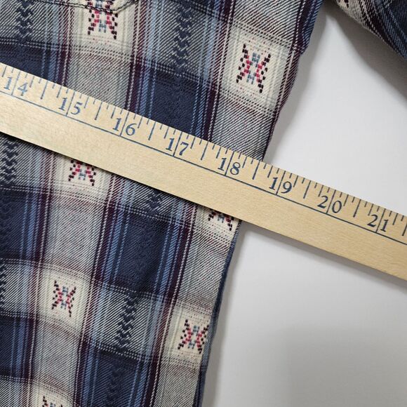 Mountain Khakis Button Up Shirt Women’s Small Plaid Blue Tan Pockets Soft Cotton - Picture 6 of 10